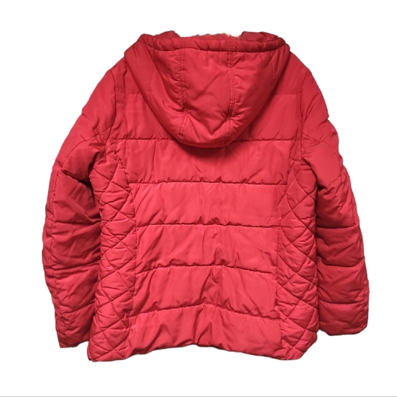 St. John's Bay Water Resistant Red Puffer Jacket With Attached Hood Size XL - Picture 2 of 9